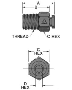 Brass Push-In Tube Fittings, Tube to Male NPT, Straight