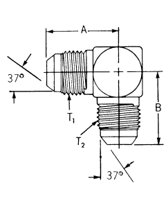 Steel Adapters, Male JIC 37 deg Flare To Male JIC 37 deg Flare, 90 deg Elbow