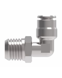 Brass Push>Connect Metric Tube Fitting, 12.00 mm Tube OD To 3/8-19 Male Universal BSPP/BSPT, 90 deg Elbow