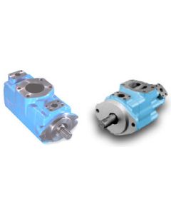 Hydraulic Double Vane Pump, VQH Series Double Pump, 11.80 cu in/rev Front, 1.67 cu in/rev Rear, 2-Bolt SAE C Mounting Flange, 1-1/2 Straight Keyed Shaft, SAE 4-Bolt Flange, Inlet 3-1/2, Outlets 1-1/2 Front 3/4 Rear, CW Rotation