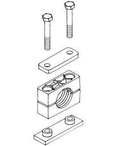 Heavy Series Pipe & Tubing Polypropylene Support Clamp, Single Weld Plate, Hex Head Bolts With Cover Plate, 60.3 mm mm Size