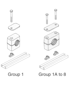 Standard Series Pipe & Tubing Polypropylene Support Clamp, Rail Mountable, Hex Head Bolts With Cover Plate, 19 mm mm Size