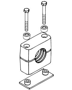 Standard Series Pipe & Tubing Polypropylene Support Clamp, Single Weld Plate, Hex Head Bolts With Spacers, 35.0 mm mm Size