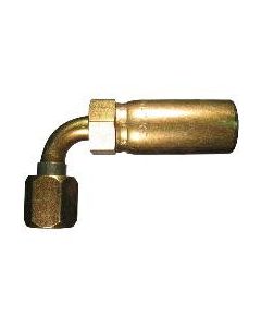 Steel Crimp 3903/7903 Swage Fitting, 9/16-18 Female JIC 37 deg Flare Swivel, -04 Hose, 90 deg Elbow