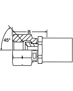 Brass Marine Steering Crimp Fitting, 5/8-18 Female SAE 45 deg Flare Swivel, -06 Hose, Straight