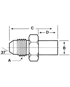 Steel Adapter, 1-5/16-12 Male JIC 37 deg Flare To Metric Stand Pipe, Straight