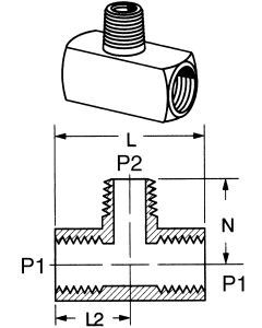 Brass Adapter, 1/4-18 Female NPT Run To 1/4-18 Male NPT Branch, Tee