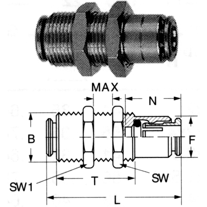 Brass Push>Connect Bulkheads 2638 Hydraulic & Pneumatic Parts