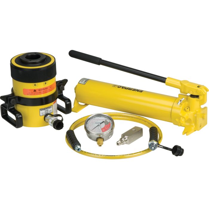 60 Ton, 3 in Stroke, Hollow Hydraulic Cylinder and Hand Pump Set