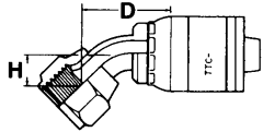 Global TTC 1 & 2 Wire Braid Steel Crimp Fittings, Female JIC 37 deg Flare Swivel, 45 deg Elbow