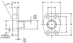 Steel 4-Bolt Flange Adapter, Inch Code 61 Flange, O-Ring Half To Inch Female NPT, Straight