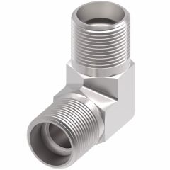 Blue Anodized Aluminum Adapter, -12 Male JIC 37 deg Flare To 3/4 Inch Male NPT, 90 deg Elbow