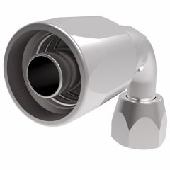 Steel Reusable 1 Wire Braid Reduced Bore Fitting, 7/16-20 Female JIC 37 deg Flare Swivel, -04 Hose, Short 90 deg Elbow