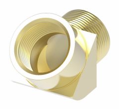 Brass Adapter, 1/4-18 Female NPT To 5/8-18 Male SAE 45 deg Flare, 90 deg Elbow