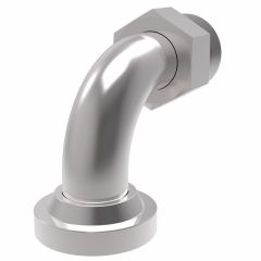 Steel Adapter, 1.25 Inch Code 61 Split Flange To 1-1/16-12 Male JIC 37 deg Flare, 90 deg Elbow (For pressures thru 4 Light Spiral Hose)