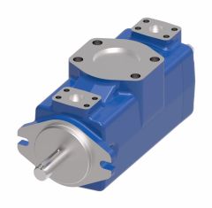Hydraulic Double Vane Pump, VMQ Series Double Pump, 6.83 cu in/rev Front, 4.33 cu in/rev Rear, 2-Bolt SAE C Mounting Flange, 1-1/4 Straight Keyed Shaft, SAE 4-Bolt Flange, Inlet 3, Outlets 1-1/4 Front 1 Rear, CCW Rotation