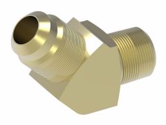 Brass Adapter, 1/2-14 Male NPT To 7/8-14 Male SAE 45 deg Flare, 45 deg Elbow