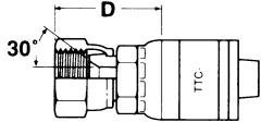 Global TTC 1 & 2 Wire Braid Steel Crimp Fittings, Female Komatsu Swivel, Straight