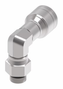Global TTC 1 & 2 Wire Braid Steel Crimp Fitting, 5/8-18 Male SAE Inverted Flare, -06 Hose, 90 deg Elbow