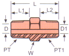 Steel Adapters, Male NPT Run To Female NPT Run & Branch, Tee