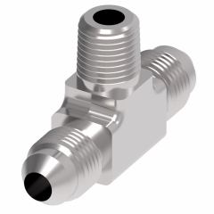 Blue Anodized Aluminum Adapter (AN 825), -06 Male JIC 37 deg Flare Run To  Inch Male NPT Branch, Tee