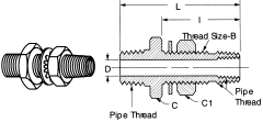 Brass Adapters, Male NPT To Male NPT/Female NPT, Straight Bulkhead