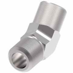 Steel Adapter, 7/8-14 Male SAE O-Ring Boss (Straight Thread O-Ring) To 3/4-16 Male JIC 37 deg Flare, 45 deg Elbow