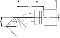 Steel Crimp 1 Wire Braid Reduced Bore Fittings, Female JIC 37 deg Flare Swivel, 45 deg Elbow