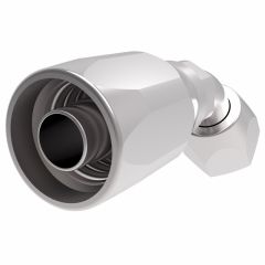 Steel Reusable 1 Wire Braid Reduced Bore Fitting, 7/8-14 Female JIC 37 deg Flare Swivel, -10 Hose, 45 deg Elbow