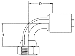 Steel Flat Crimp Fittings, Female Swivel, 90 deg Elbow