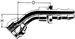 Steel Reusable Socketless Fittings, Female JIC 37 deg Flare Swivel, 45 deg Elbow