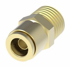 Brass Push>Connect Air Brake Tube Fitting, 0.50 Inch Tube OD To 3/8-18 Male NPT, Straight