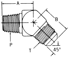 Brass Adapters, Male NPT To Male JIC 37 deg Flare, 45 deg Elbow