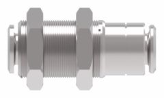 Brass Push>Connect Tube Fitting, 0.38 Inch Tube OD Union Bulkhead