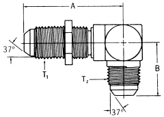 Steel Adapters, Male JIC 37 deg Flare To Male JIC 37 deg Flare, 90 deg Elbow Bulkhead