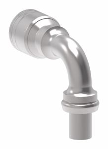 Global TTC 1 & 2 Wire Braid Steel Crimp Fitting,  Inch Male STC (Snap To Connect), -06 Hose, 90 deg Elbow