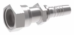 Steel Flat Crimp Fitting, 1-1/16-12 Female JIC 37 deg Flare Swivel, -12 Hose, Straight