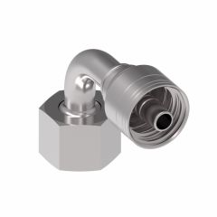 Global TTC 1 & 2 Wire Braid Steel Crimp Fitting, M36 x 2 Female German DIN 3902 24 deg Flare Heavy Duty Swivel, -12 Hose, 90 deg Elbow
