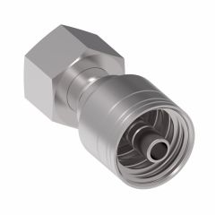 Global TTC 1 & 2 Wire Braid Steel Crimp Fitting, M52 x 2 Female German DIN 3902 24 deg Flare Light Duty Swivel, -24 Hose, Straight