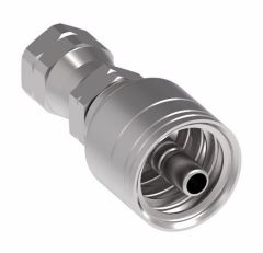 Global TTC 1 & 2 Wire Braid Steel Crimp Fitting, 1-1/16-14 Female SAE 45 deg Flare Swivel, -12 Hose, Straight