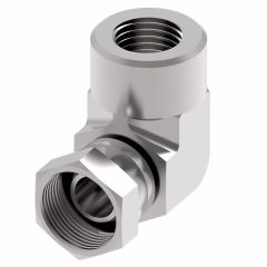 Aeroquip Adapter. zinc plated steel. 90 degree elbow. 1 female pipe swivel 1 female pipe