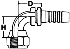Steel Crimp Global Skive Nipples, Female JIC 37 deg Flare Swivel Size, Short 90 deg Elbow