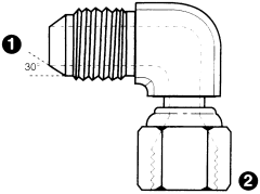 Steel Adapter, M18 x 1.5 Male Komatsu To M18 x 1.5 Female Komatsu, 90 deg Elbow