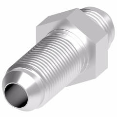 Blue Anodized Aluminum Adapter (AN 832), -04 Male JIC 37 deg Flare To -04 Male JIC 37 deg Flare, Straight Bulkhead