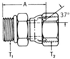 Steel Adapter, 1-5/8-12 Male SAE O-Ring Boss (Straight Thread O-Ring) To 1-5/8-12 Female JIC 37 deg Flare Swivel, Straight