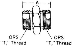 Steel Adapter, 1-3/16-12 Male SAE O-Ring Face Seal To 1-14 Male SAE O-Ring Face Seal, Straight