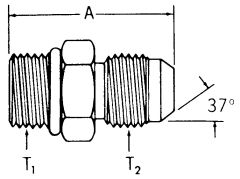 Steel Adapter, 5/16-24 Male SAE O-Ring Boss (Straight Thread O-Ring) To 7/16-20 Male JIC 37 deg Flare, Straight