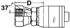 Global TTC 1 & 2 Wire Braid Stainless Steel Crimp Fitting, 1-5/16-12 Female JIC 37 deg Flare Swivel, -16 Hose, Straight