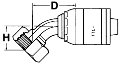 Global TTC 1 & 2 Wire Braid Steel Crimp Fittings, Female O-Ring Face Seal Swivel, 45 deg Elbow