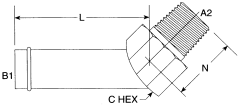 Steel Adapter,  Inch Hose Barb To 3/4-14 Male NPT, 45 deg Elbow